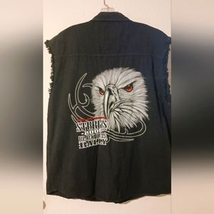 Sturgis Biker Shirt Mens XL‎ Button Up  Black Hills Rally 2009  Cut Off Sleeve